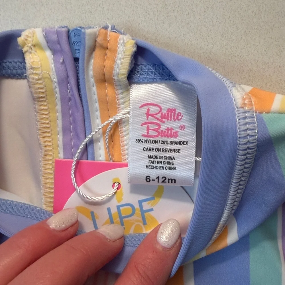 Ruffle Butts Pastel Striped Baby swimsuit